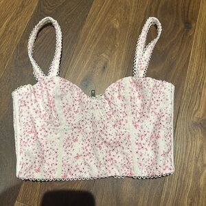 Floral Pink Butterfly Corset Top
